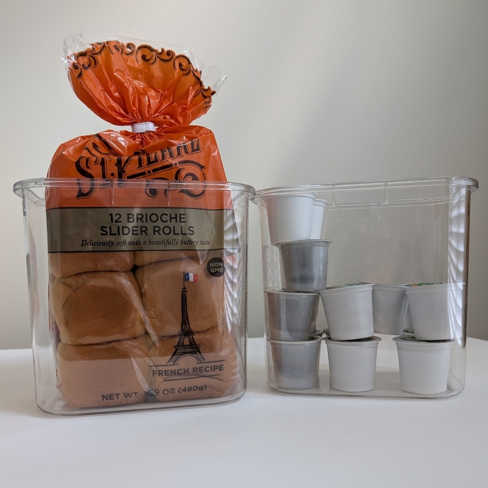 NEW Set 3 TAHARI Large Clear Food Storage Container Stackable BPA Free Snap Pink - Picture 10 of 14